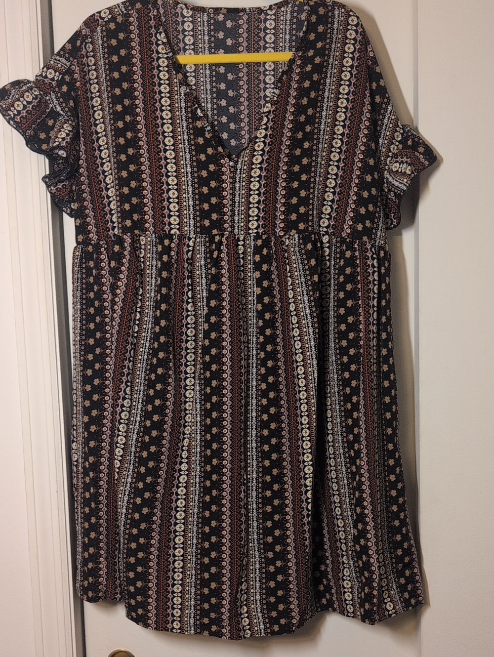 NIB Shein Women's Black and Brown Patterned Dress Size 1XL